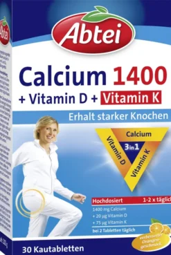 Abtei Calcium 1400 + Vitamin D3 + K 30 Kautabletten