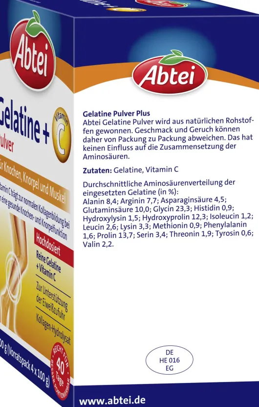 Abtei Gelatine Plus Vitamin C 400 G Pulver