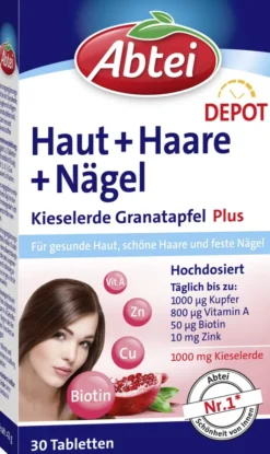Abtei Kieselerde Plus Granatapfel Zn. Biot 30 Tabletten