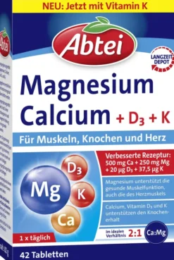 Abtei Magnesium Calcium + D3 + K 42 Tabletten