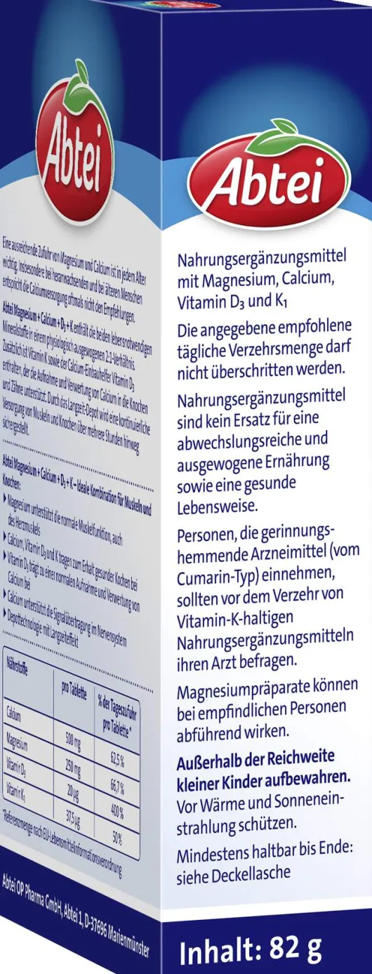 Abtei Magnesium Calcium + D3 + K 42 Tabletten