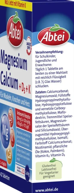 Abtei Magnesium Calcium + D3 + K 42 Tabletten