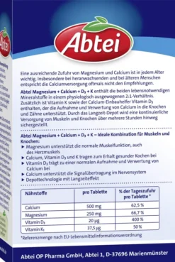 Abtei Magnesium Calcium + D3 + K 42 Tabletten
