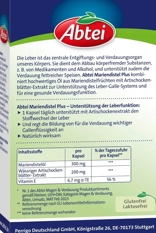 Abtei Mariendistel Plus Mit Artischocke 30 Kapseln