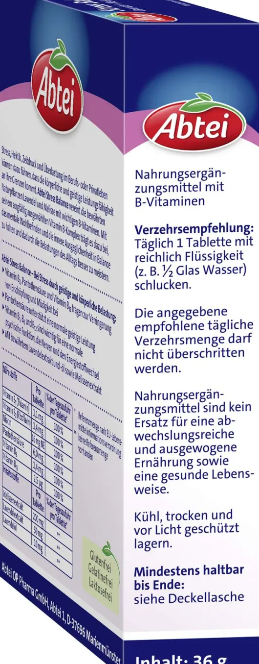 Abtei Stress Balance Lavendel+melisse 30 Tabletten