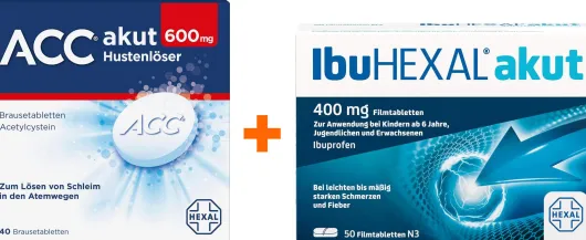 ACC akut 600 40 Brausetabletten + Ibu Hexal akut 400 mg 50 Filmtabletten