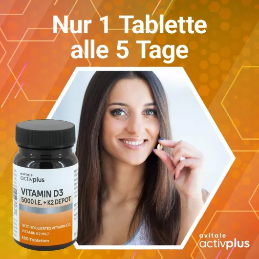 Activplus Vitamin D3 5000 I.E.+ K2 Depot 180 Tabletten
