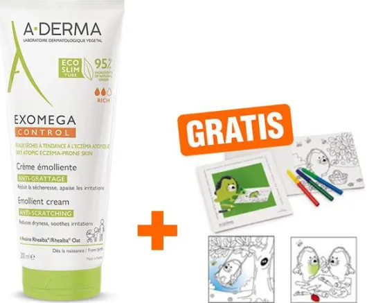 A-Derma Exomega Control Creme rückfettend 200 ml + gratis Malbuch