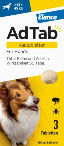 AdTab 900 mg für sehr große Hunde (22-45 kg) 3 Kautabletten