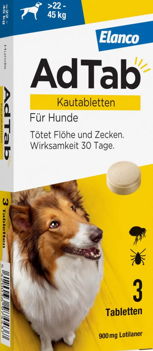 AdTab 900 mg für sehr große Hunde (22-45 kg) 3 Kautabletten