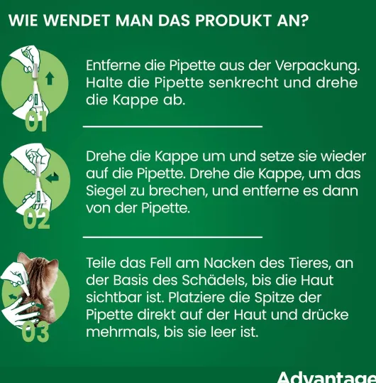 Advantage 40 mg für Katzen und Zierkaninchen bis 4 kg 4 x 0,4 ml Lösung