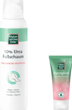 Allgäuer Latschenkiefer 10 % Urea Fußschaum 150 ml + gratis Allgäuer Latschenkiefer Alpenglück Dusche 30 ml