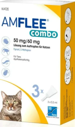 Amflee Combo 50 mg - 60 mg Spot-On Lösung Für Katzen 3 Stück