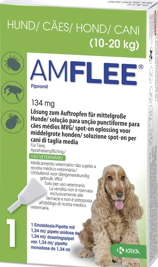 Amflee 134 mg Spot-On Lösung Für Mittelgroße Hunde 10 - 20 KG 3...