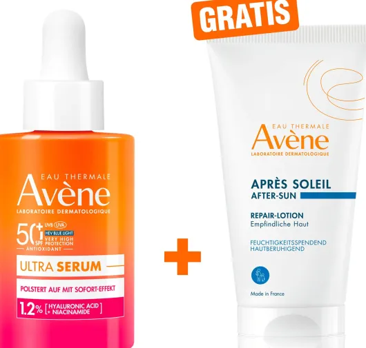 Avene Ultra Serum aufpolsternd SPF 50+ 30 ml + gratis Avene Repair-Lotion nach der Sonne 50 ml