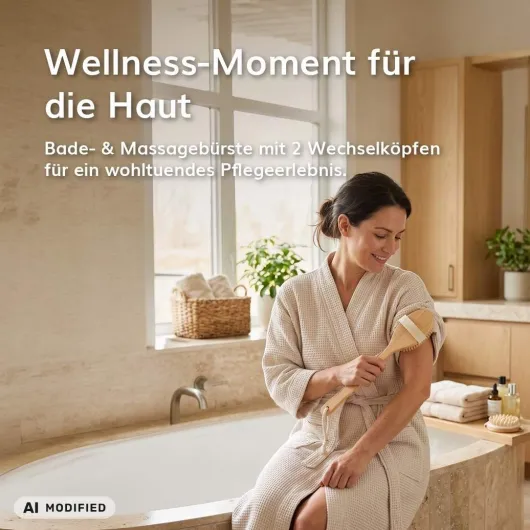 Badebürste mit 2 abnehmbaren Bürstenköpfen