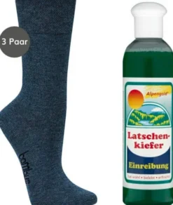 Bambus Wellness-Socken 35-38 Jeansblau 3 Paar + gratis Latschenkiefer Einreibung 250 ml