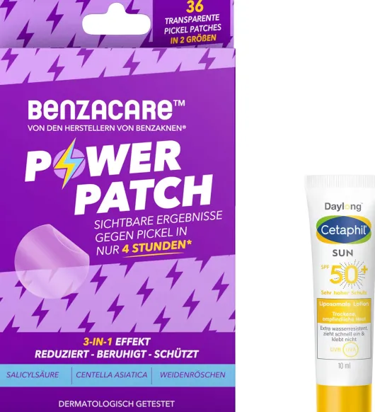 Benzacare Power Patch gegen Pickel 36 Pflaster + gratis Cetaphil Sun Daylong SPF 50+ liposomale Lotion 10 ml