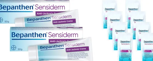 Bepanthen Sensiderm Anti-Juckreiz Creme 2 x 50 g + gratis 8 x 3,5 g Creme Sachet