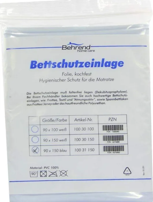 Bettschutzeinlage Folie Weiß 90cmx100
