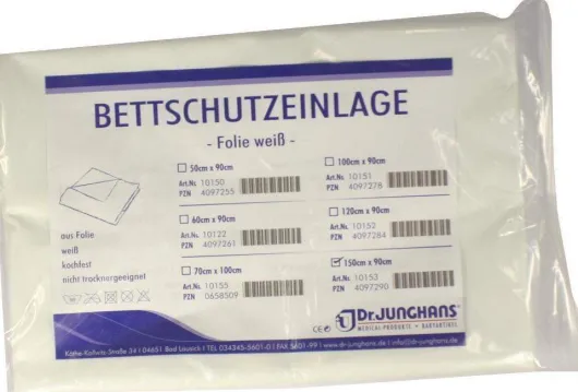 Bettschutzeinlage 150x90cm Folie Weiß