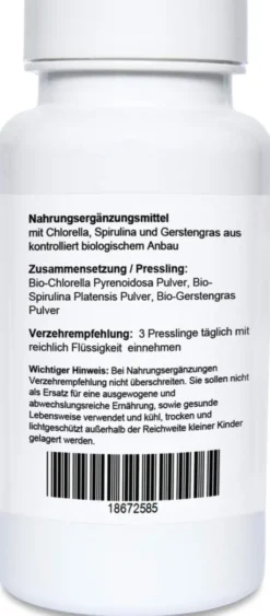 Bio Chlorella Mix Spirulina-Gerstengras 120 Presslinge