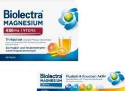 Biolectra Magnesium 486 mg intens Trinkpulver Orange-Mango 40 Stück + gratis Biolectra Magnesium 250 mg 30 Kautabletten
