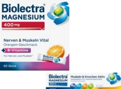 Biolectra Magnesium 400 mg Nerven & Muskeln Vital 60 Beutel + gratis Magnesium 250 mg Aktiv 30 Kautabletten