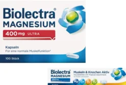 Biolectra Magnesium 400mg ultra 100 Kapseln + gratis Magnesium 250 mg Muskeln und Knochen Aktiv 30 Kautabletten