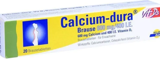Calcium Dura Vit D3 Brause 600 mg 400 I.E 20 Brausetabletten