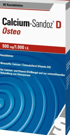 Calcium Sandoz D Osteo 500 mg Pro 1.000 I.E. 90 Kautabletten