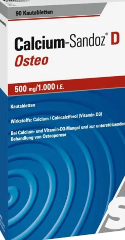 Calcium Sandoz D Osteo 500 mg Pro 1.000 I.E. 90 Kautabletten