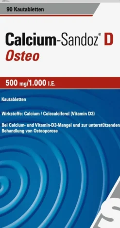 Calcium Sandoz D Osteo 500 mg Pro 1.000 I.E. 90 Kautabletten