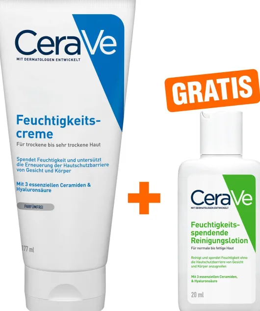 CeraVe Feuchtigkeitscreme 177 ml+ gratis CeraVe feuchtigkeitsspendende Reinigungslotion 20 ml
