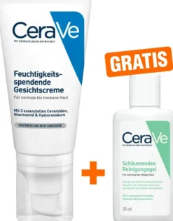 CeraVe Feuchtigkeitsspendende Gesichtscreme 52 ml + gratis Schäumendes Reinigungsgel 20 ml