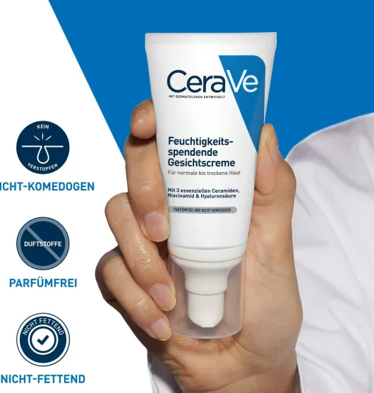 CeraVe Feuchtigkeitsspendende Gesichtscreme 52 ml + gratis Schäumendes Reinigungsgel 20 ml