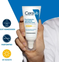 CeraVe Feuchtigkeitsspendende Gesichtscreme LSF 50 52 ml + gratis Schäumendes Reinigungsgel 20 ml