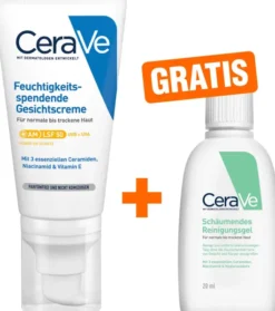 CeraVe Feuchtigkeitsspendende Gesichtscreme LSF 50 52 ml + gratis Schäumendes Reinigungsgel 20 ml