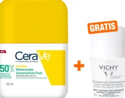 CeraVe Mattierendes Sonnenschutz Fluid LSF 50+ 50 ml + gratis Vichy Deo Roll-on Anti Flecken 48h 50 ml