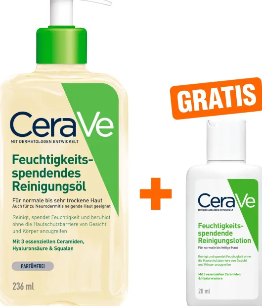 CeraVe Reinigungsöl 236 ml + gratis CeraVe feuchtigkeitsspendende Reinigungslotion 20 ml