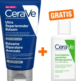 CeraVe ultra reparierender Balsam 50 ml + gratis CeraVe feuchtigkeitsspendende Reinigungslotion 20 ml