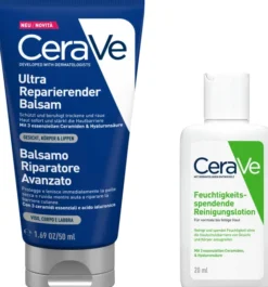 CeraVe ultra reparierender Balsam 50 ml + gratis CeraVe feuchtigkeitsspendende Reinigungslotion 20 ml