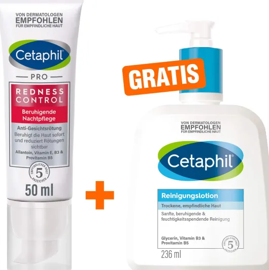 Cetaphil RednessControl Creme beruhigende Nachtpflege 50 ml + gratis Cetaphil Reinigungslotion 236 ml