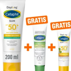 Cetaphil Sun Daylong SPF 50+ sens. Gel 200 ml + gratis Feuchtigkeitscreme 14 g + gratis liposomale Lotion 10 ml