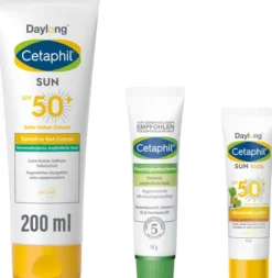 Cetaphil Sun Daylong SPF 50+ sens. Gel 200 ml + gratis Feuchtigkeitscreme 14 g + gratis liposomale Lotion 10 ml