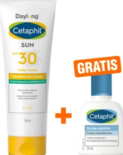 Cetaphil Sun Daylong SPF 30 sensitives Gel 200 ml + gratis Cetaphil Reinigungslotion 29 ml