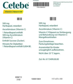 Cetebe Vitamin C Retardkapseln 500 mg 120 Stück