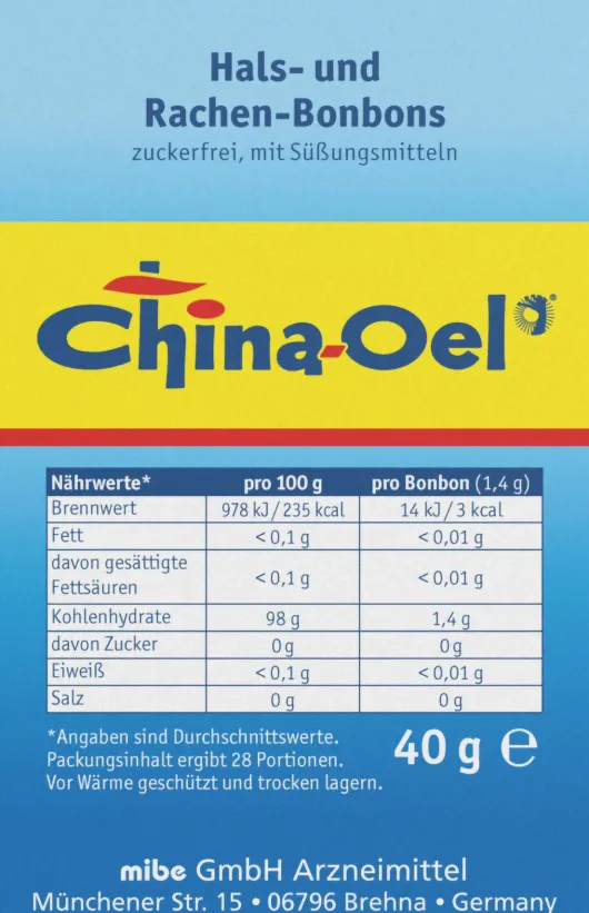 China Öl Hals- und Rachenbonbons Ohne Zucker 40 G