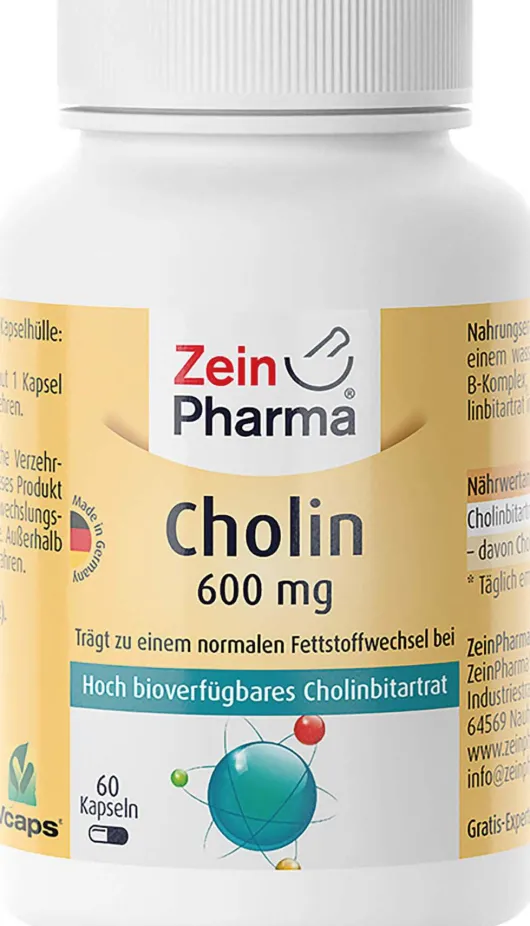 Cholin 600 mg Rein Aus Bitartrat Veg. 60 Kapseln