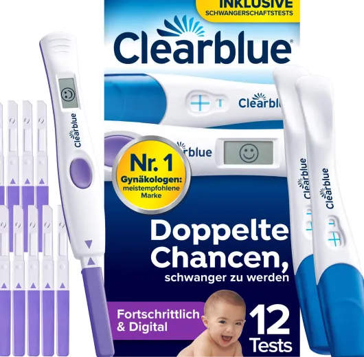 Clearblue Ovulationstest Digital 10 Stück + Schwangerschaftstest Schnelle Erkennung 2 Stück, Kombipackung